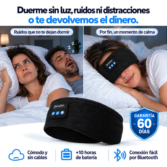 QeviraZen™ — Antifaz Bluetooth cómodo para dormir de lado
