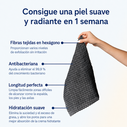 Qevira Skin™ | Toalla Exfoliante Antibacteriana