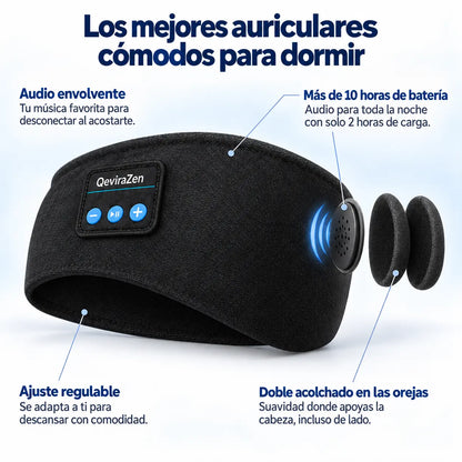 QeviraZen™ — Antifaz Bluetooth cómodo para dormir de lado