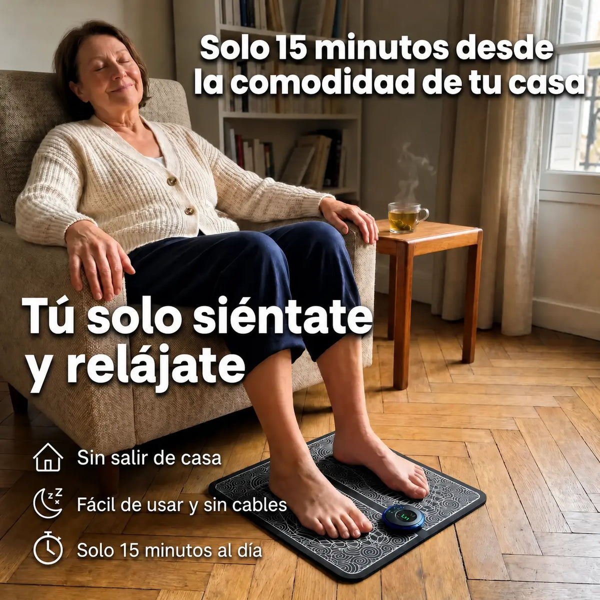 QeviraConfort™ Masajeador EMS – Alivia la hinchazón, el hormigueo y las piernas pesadas en 15min
